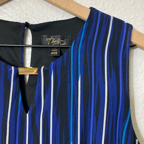 Thalia Sodi Blue Striped Small Sleeveless Women Blouse - Picture 3 of 4